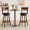 imageGiantex Swivel Bar Stools Set of 2 245quot Counter Height Bar Chairs with Back Rubber Wood Frame Upholstered Farmhouse Faux Leather Barstools for Kitchen Island Dining Room Pub Espresso1