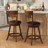 imageGiantex Swivel Bar Stools Set of 2 245quot Counter Height Bar Chairs with Back Rubber Wood Frame Upholstered Farmhouse Faux Leather Barstools for Kitchen Island Dining Room Pub Espresso2