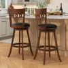 imageGiantex Swivel Bar Stools Set of 2 245quot Counter Height Bar Chairs with Back Rubber Wood Frame Upholstered Farmhouse Faux Leather Barstools for Kitchen Island Dining Room Pub Espresso1