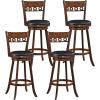 imageGiantex Swivel Bar Stools Set of 2 245quot Counter Height Bar Chairs with Back Rubber Wood Frame Upholstered Farmhouse Faux Leather Barstools for Kitchen Island Dining Room Pub Espresso2