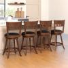 imageGiantex Swivel Bar Stools Set of 2 245quot Counter Height Bar Chairs with Back Rubber Wood Frame Upholstered Farmhouse Faux Leather Barstools for Kitchen Island Dining Room Pub Espresso2