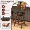 imageGiantex Swivel Bar Stools Set of 2 245quot Counter Height Bar Chairs with Back Rubber Wood Frame Upholstered Farmhouse Faux Leather Barstools for Kitchen Island Dining Room Pub Espresso2