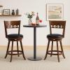 imageGiantex Swivel Bar Stools Set of 2 245quot Counter Height Bar Chairs with Back Rubber Wood Frame Upholstered Farmhouse Faux Leather Barstools for Kitchen Island Dining Room Pub Espresso2