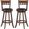 imageGiantex Swivel Bar Stools Set of 2 245quot Counter Height Bar Chairs with Back Rubber Wood Frame Upholstered Farmhouse Faux Leather Barstools for Kitchen Island Dining Room Pub Espresso1