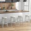 imageGiantex Swivel Bar Stools Set of 2 30quot Bar Height Stools wTufted Seat ampamp Rubber Wood Frame Round Backless Kitchen Stools wFootrest Barstools for Kitchen IslandBreakfastPub Antique WhiteAntique White