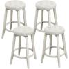 imageGiantex Swivel Bar Stools Set of 2 30quot Bar Height Stools wTufted Seat ampamp Rubber Wood Frame Round Backless Kitchen Stools wFootrest Barstools for Kitchen IslandBreakfastPub Antique WhiteAntique White