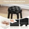 imageGiantex Swivel Bar Stools Set of 2 30quot Bar Height Stools wTufted Seat ampamp Rubber Wood Frame Round Backless Kitchen Stools wFootrest Barstools for Kitchen IslandBreakfastPub Antique WhiteBlack