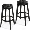 imageGiantex Swivel Bar Stools Set of 2 30quot Bar Height Stools wTufted Seat ampamp Rubber Wood Frame Round Backless Kitchen Stools wFootrest Barstools for Kitchen IslandBreakfastPub Antique WhiteBlack