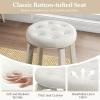 imageGiantex Swivel Bar Stools Set of 2 30quot Bar Height Stools wTufted Seat ampamp Rubber Wood Frame Round Backless Kitchen Stools wFootrest Barstools for Kitchen IslandBreakfastPub Antique WhiteAntique White