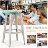 imageGiantex Swivel Bar Stools Set of 2 30quot Bar Height Stools wTufted Seat ampamp Rubber Wood Frame Round Backless Kitchen Stools wFootrest Barstools for Kitchen IslandBreakfastPub Antique WhiteAntique White
