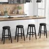 imageGiantex Swivel Bar Stools Set of 2 30quot Bar Height Stools wTufted Seat ampamp Rubber Wood Frame Round Backless Kitchen Stools wFootrest Barstools for Kitchen IslandBreakfastPub Antique WhiteBlack