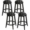 imageGiantex Swivel Bar Stools Set of 2 30quot Bar Height Stools wTufted Seat ampamp Rubber Wood Frame Round Backless Kitchen Stools wFootrest Barstools for Kitchen IslandBreakfastPub Antique WhiteBlack