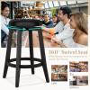 imageGiantex Swivel Bar Stools Set of 2 30quot Bar Height Stools wTufted Seat ampamp Rubber Wood Frame Round Backless Kitchen Stools wFootrest Barstools for Kitchen IslandBreakfastPub Antique WhiteBlack