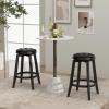 imageGiantex Swivel Bar Stools Set of 2 30quot Bar Height Stools wTufted Seat ampamp Rubber Wood Frame Round Backless Kitchen Stools wFootrest Barstools for Kitchen IslandBreakfastPub Antique WhiteBlack