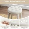 imageGiantex Swivel Bar Stools Set of 2 30quot Bar Height Stools wTufted Seat ampamp Rubber Wood Frame Round Backless Kitchen Stools wFootrest Barstools for Kitchen IslandBreakfastPub Antique WhiteAntique White