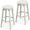 imageGiantex Swivel Bar Stools Set of 2 30quot Bar Height Stools wTufted Seat ampamp Rubber Wood Frame Round Backless Kitchen Stools wFootrest Barstools for Kitchen IslandBreakfastPub Antique WhiteAntique White
