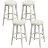 imageGiantex Swivel Bar Stools Set of 2 30quot Bar Height Stools wTufted Seat ampamp Rubber Wood Frame Round Backless Kitchen Stools wFootrest Barstools for Kitchen IslandBreakfastPub Antique WhiteAntique White