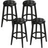 imageGiantex Swivel Bar Stools Set of 2 30quot Bar Height Stools wTufted Seat ampamp Rubber Wood Frame Round Backless Kitchen Stools wFootrest Barstools for Kitchen IslandBreakfastPub Antique WhiteBlack