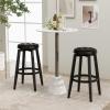 imageGiantex Swivel Bar Stools Set of 2 30quot Bar Height Stools wTufted Seat ampamp Rubber Wood Frame Round Backless Kitchen Stools wFootrest Barstools for Kitchen IslandBreakfastPub Antique WhiteBlack