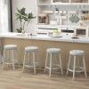 imageGiantex Swivel Bar Stools Set of 2 30quot Bar Height Stools wTufted Seat ampamp Rubber Wood Frame Round Backless Kitchen Stools wFootrest Barstools for Kitchen IslandBreakfastPub Antique WhiteAntique White