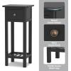 imageGiantex Tall End Table Narrow Side Table with Drawer and Shelf Acacia Wood Nightstand for Living Room 2Tier Bedside Table for Small Space No Assembly WhiteBlack