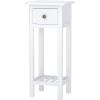imageGiantex Tall End Table Narrow Side Table with Drawer and Shelf Acacia Wood Nightstand for Living Room 2Tier Bedside Table for Small Space No Assembly WhiteWhite