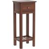 imageGiantex Tall End Table Narrow Side Table with Drawer and Shelf Acacia Wood Nightstand for Living Room 2Tier Bedside Table for Small Space No Assembly WhiteRustic Brown