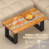 imageGiantex Teak Outdoor Coffee Table Rectangular Resin Side Table with River Feel Epoxy Tabletop Indoor Outdoor Solid Wood Center Table Patio Table for Living Room Poolside Backyard