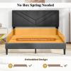 imageGiantex Twin Bed Frames with Headboard Modern Upholstered Platform Bed Frame with Vertical Channel Tufted Headboard Wooden Slats Support No Box Spring Needed GrayFull