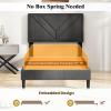 imageGiantex Twin Bed Frames with Headboard Modern Upholstered Platform Bed Frame with Vertical Channel Tufted Headboard Wooden Slats Support No Box Spring Needed GrayTwin