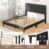 imageGiantex Twin Bed Frames with Headboard Modern Upholstered Platform Bed Frame with Vertical Channel Tufted Headboard Wooden Slats Support No Box Spring Needed GrayQueen