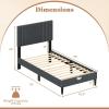 imageGiantex Twin Bed Frames with Headboard Modern Upholstered Platform Bed Frame with Vertical Channel Tufted Headboard Wooden Slats Support No Box Spring Needed GrayTwin