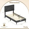imageGiantex Twin Bed Frames with Headboard Modern Upholstered Platform Bed Frame with Vertical Channel Tufted Headboard Wooden Slats Support No Box Spring Needed GrayTwin