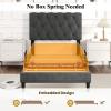 imageGiantex Twin Bed Frames with Headboard Modern Upholstered Platform Bed Frame with Vertical Channel Tufted Headboard Wooden Slats Support No Box Spring Needed GrayTwin