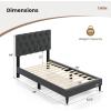 imageGiantex Twin Bed Frames with Headboard Modern Upholstered Platform Bed Frame with Vertical Channel Tufted Headboard Wooden Slats Support No Box Spring Needed GrayTwin