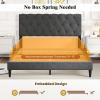 imageGiantex Twin Bed Frames with Headboard Modern Upholstered Platform Bed Frame with Vertical Channel Tufted Headboard Wooden Slats Support No Box Spring Needed GrayFull