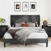 imageGiantex Twin Bed Frames with Headboard Modern Upholstered Platform Bed Frame with Vertical Channel Tufted Headboard Wooden Slats Support No Box Spring Needed GrayQueen