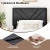 imageGiantex Twin Bed Frames with Headboard Modern Upholstered Platform Bed Frame with Vertical Channel Tufted Headboard Wooden Slats Support No Box Spring Needed GrayTwin