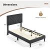 imageGiantex Twin Bed Frames with Headboard Modern Upholstered Platform Bed Frame with Vertical Channel Tufted Headboard Wooden Slats Support No Box Spring Needed GrayTwin