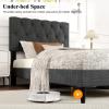 imageGiantex Twin Bed Frames with Headboard Modern Upholstered Platform Bed Frame with Vertical Channel Tufted Headboard Wooden Slats Support No Box Spring Needed GrayTwin
