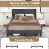 imageGiantex Twin Bed Frames with Headboard Modern Upholstered Platform Bed Frame with Vertical Channel Tufted Headboard Wooden Slats Support No Box Spring Needed GrayQueen