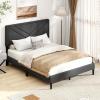 imageGiantex Twin Bed Frames with Headboard Modern Upholstered Platform Bed Frame with Vertical Channel Tufted Headboard Wooden Slats Support No Box Spring Needed GrayFull