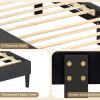 imageGiantex Twin Bed Frames with Headboard Modern Upholstered Platform Bed Frame with Vertical Channel Tufted Headboard Wooden Slats Support No Box Spring Needed GrayTwin