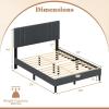 imageGiantex Twin Bed Frames with Headboard Modern Upholstered Platform Bed Frame with Vertical Channel Tufted Headboard Wooden Slats Support No Box Spring Needed GrayFull