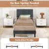 imageGiantex Twin Bed Frames with Headboard Modern Upholstered Platform Bed Frame with Vertical Channel Tufted Headboard Wooden Slats Support No Box Spring Needed GrayTwin