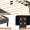 imageGiantex Twin Bed Frames with Headboard Modern Upholstered Platform Bed Frame with Vertical Channel Tufted Headboard Wooden Slats Support No Box Spring Needed GrayTwin