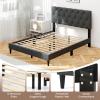 imageGiantex Twin Bed Frames with Headboard Modern Upholstered Platform Bed Frame with Vertical Channel Tufted Headboard Wooden Slats Support No Box Spring Needed GrayFull