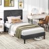 imageGiantex Twin Bed Frames with Headboard Modern Upholstered Platform Bed Frame with Vertical Channel Tufted Headboard Wooden Slats Support No Box Spring Needed GrayTwin