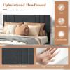 imageGiantex Twin Bed Frames with Headboard Modern Upholstered Platform Bed Frame with Vertical Channel Tufted Headboard Wooden Slats Support No Box Spring Needed GrayQueen