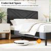 imageGiantex Twin Bed Frames with Headboard Modern Upholstered Platform Bed Frame with Vertical Channel Tufted Headboard Wooden Slats Support No Box Spring Needed GrayFull